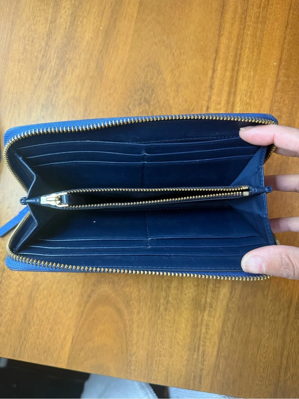 Tory Burch Royal Blue Zip-Around Wallet